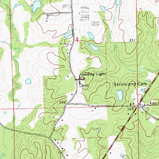 Topographic Map of Guiding Light Cemetery, MS