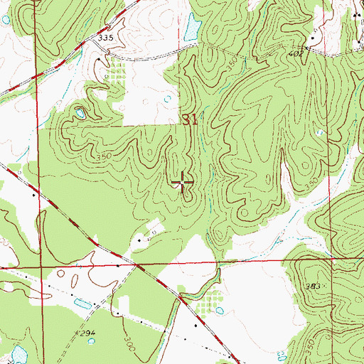 Topographic Map of Thompson Cemetery, MS