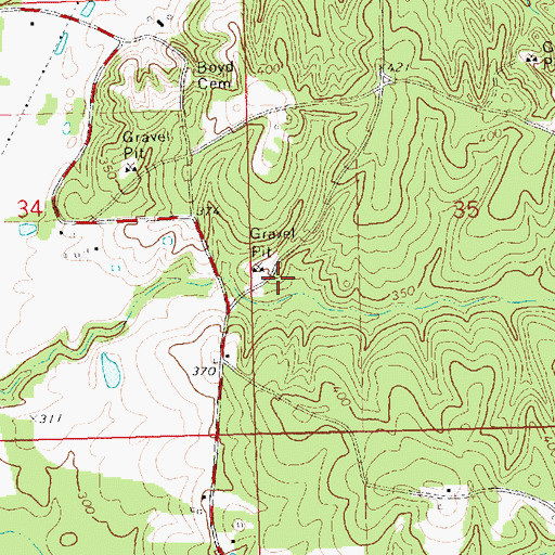 Topographic Map of Turnipseed Cemetery, MS