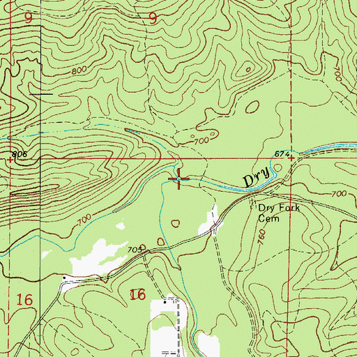 Topographic Map of Caney Creek, AR
