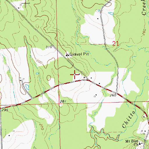 Topographic Map of Varnado Cemetery, MS