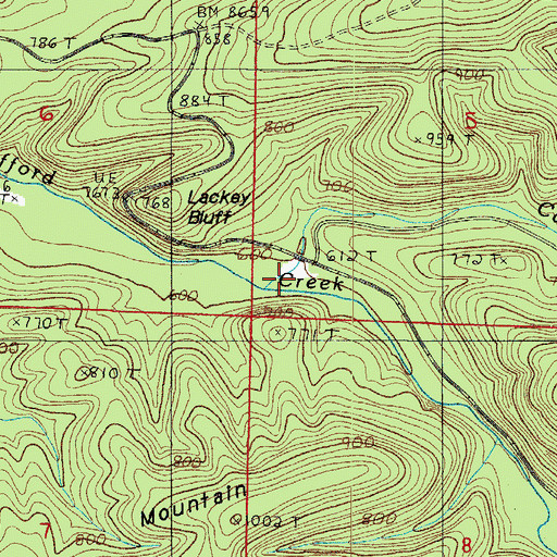 Topographic Map of Caney Creek, AR