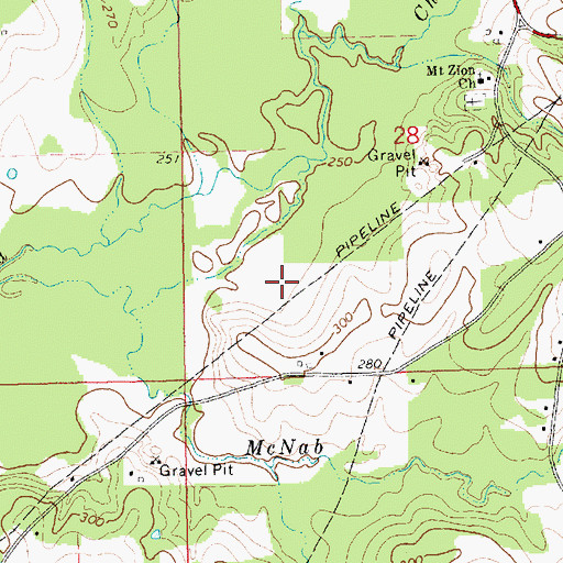 Topographic Map of Strickland Cemetery, MS