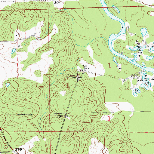 Topographic Map of Labon Bacot Cemetery, MS