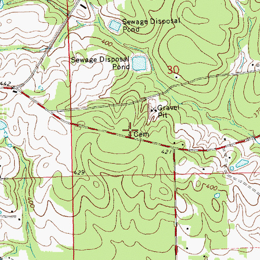 Topographic Map of Lea Cemetery, MS