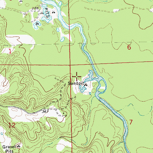 Topographic Map of Martin-McNabb Cemetery, MS