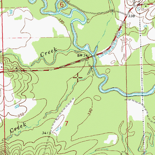 Topographic Map of Wells Cemetery, MS