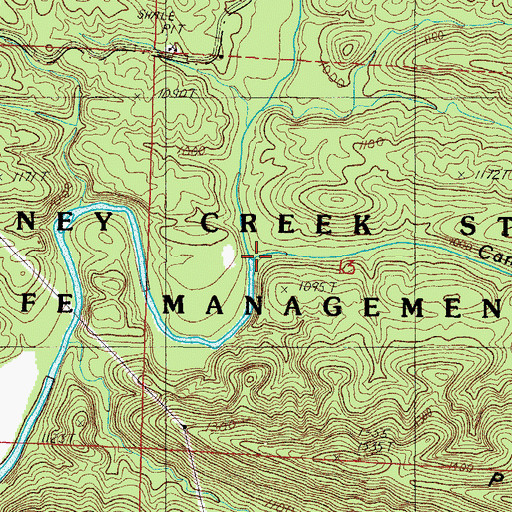 Topographic Map of Caney Creek, AR