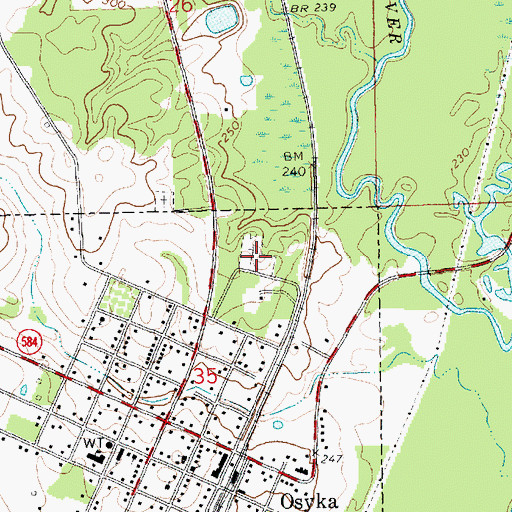 Topographic Map of Osyka Cemetery, MS