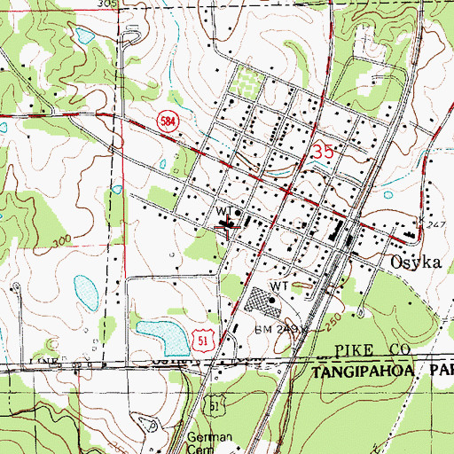 Topographic Map of Osyka Elementary School, MS