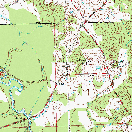 Topographic Map of Rollins Cemetery, MS