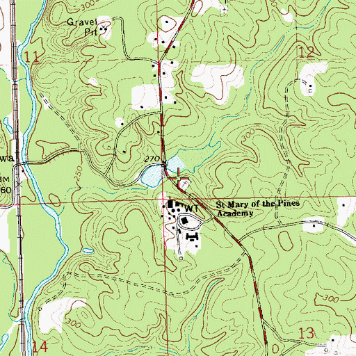 Topographic Map of Saint Mary Cemetery, MS