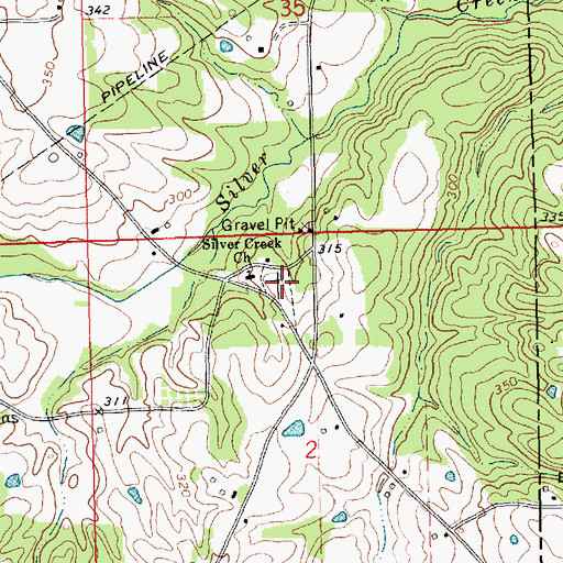 Topographic Map of Silver Creek Cemetery, MS