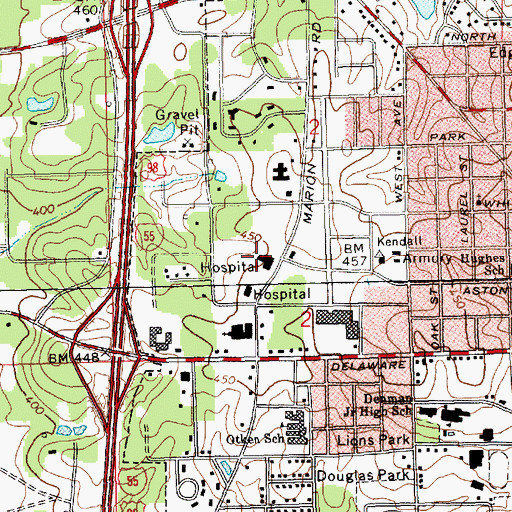 Topographic Map of Southwest Mississippi Regional Medical Center, MS