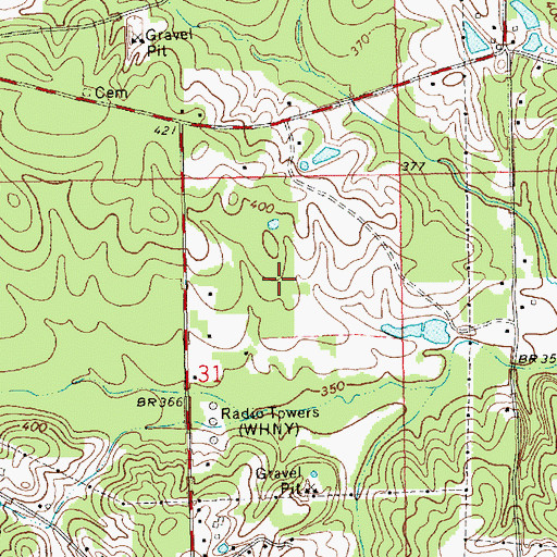 Topographic Map of Strickland Cemetery, MS