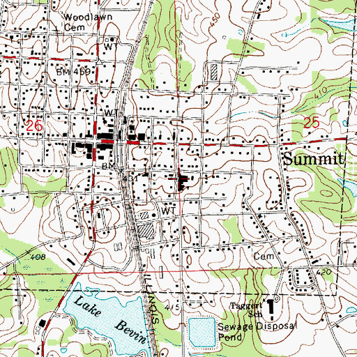 Topographic Map of Summit Elementary School, MS