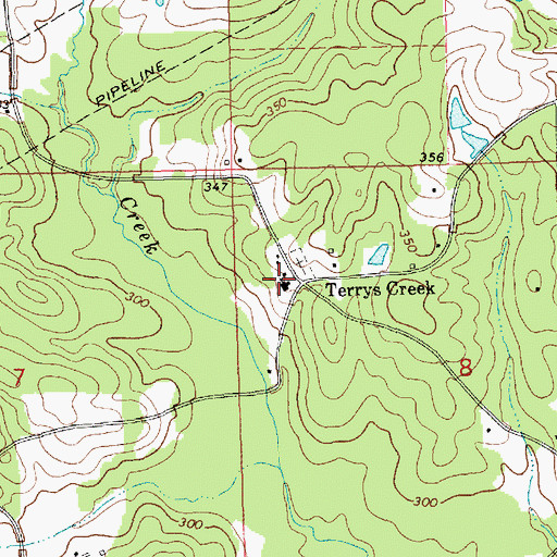 Topographic Map of Terry Creek Cemetery, MS