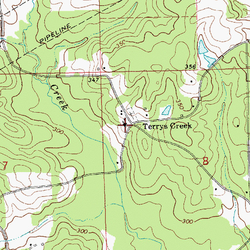 Topographic Map of Terry Creek Baptist Church, MS