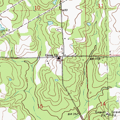 Topographic Map of Union Cemetery, MS