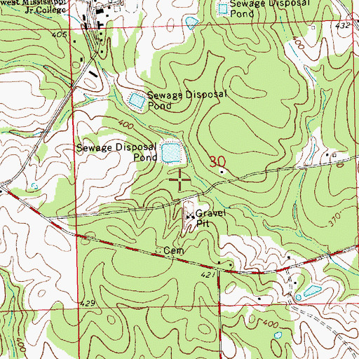 Topographic Map of Owens Cemetery, MS