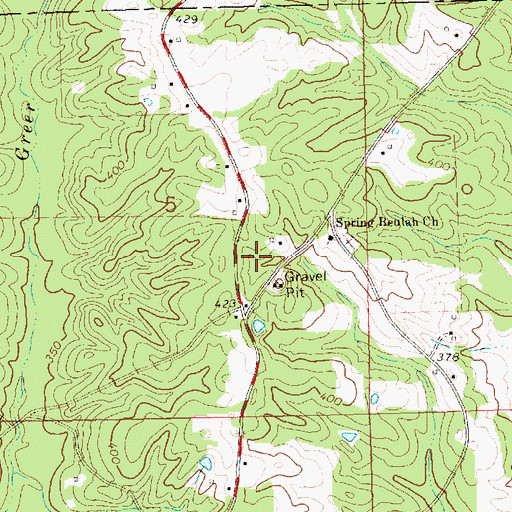 Topographic Map of McCullough Cemetery, MS