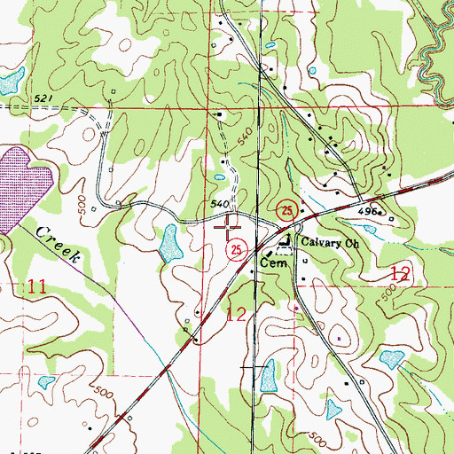 Topographic Map of Calvary, MS