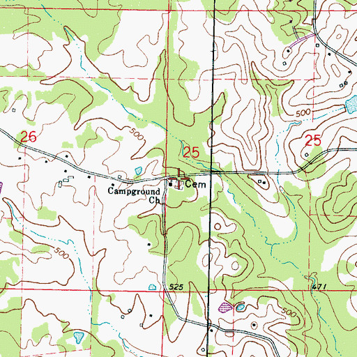 Topographic Map of Campground Cemetery, MS