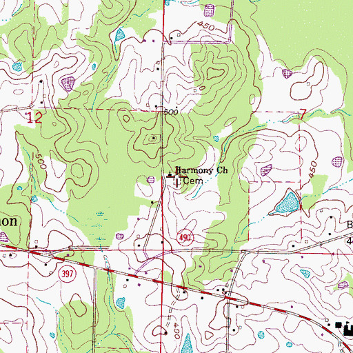 Topographic Map of Harmony Cemetery, MS