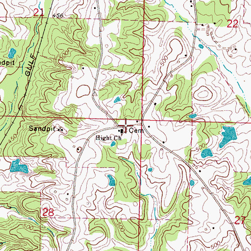 Topographic Map of Hight Cemetery, MS