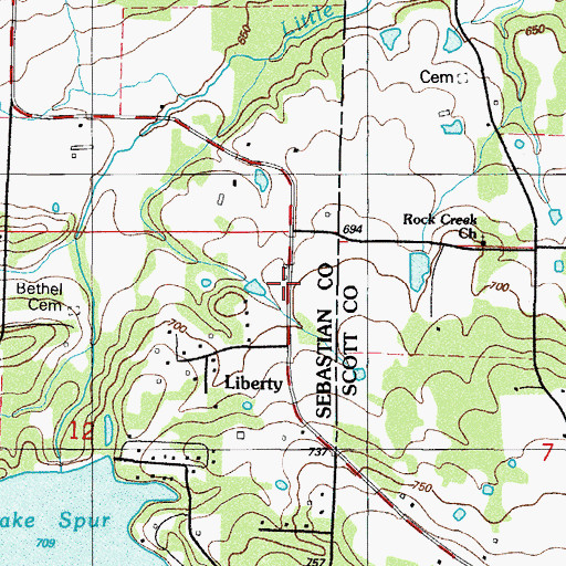 Topographic Map of Cantrell Cemetery, AR