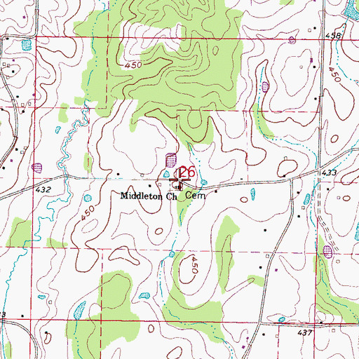 Topographic Map of Middleton Cemetery, MS