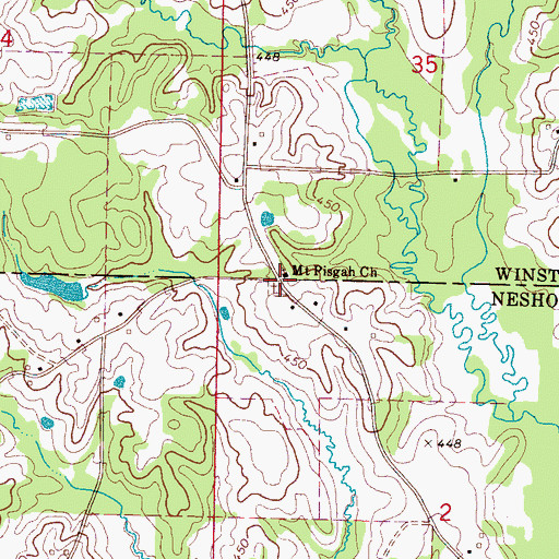 Topographic Map of Mount Pisgah Cemetery, MS