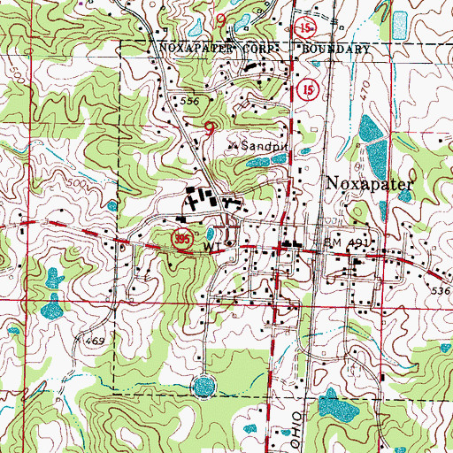 Topographic Map of Noxapater Cemetery, MS