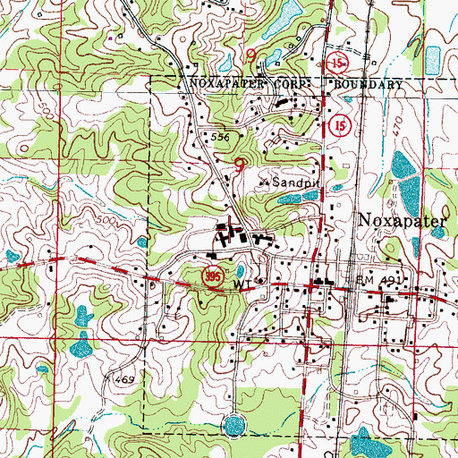 Topographic Map of Noxapater School, MS