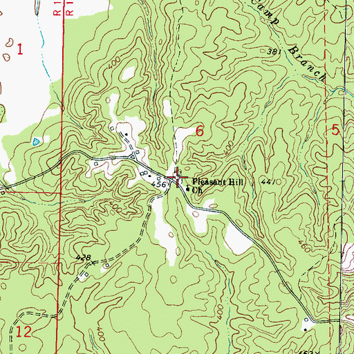 Topographic Map of Pleasant Hill Number One Cemetery, MS