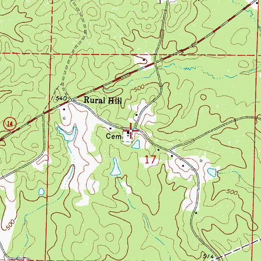 Topographic Map of Rural Hill Methodist Church, MS