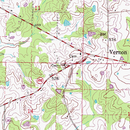 Topographic Map of Vernon Assembly of God Church, MS