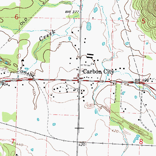 Topographic Map of Carbon City, AR
