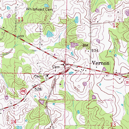 Topographic Map of Vernon Methodist Church, MS