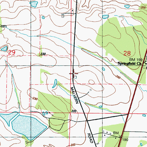 Topographic Map of Allendale (historical), MS
