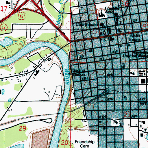 Topographic Map of Bartons Bluff, MS