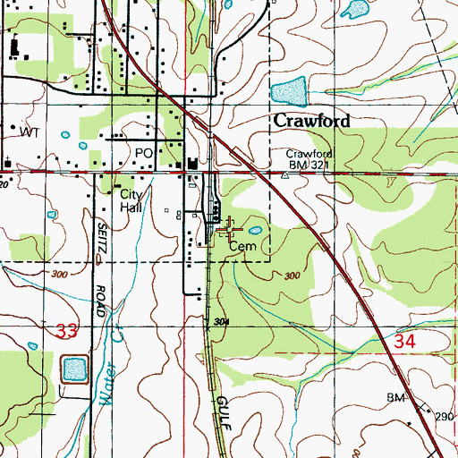 Topographic Map of Carr Cemetery, MS