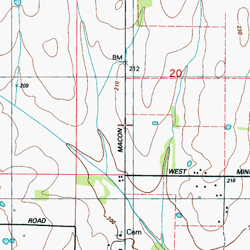 Topographic Map of Cedar Creek (historical), MS