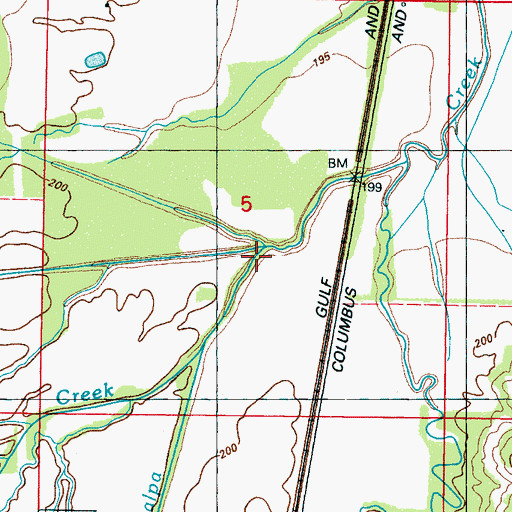 Topographic Map of Chittobochiah Creek, MS
