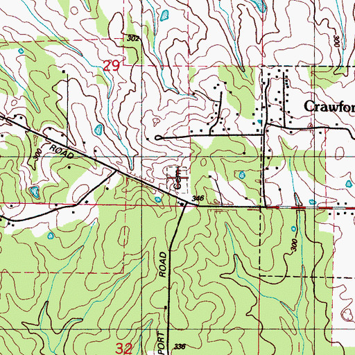 Topographic Map of Crawford Cemetery, MS