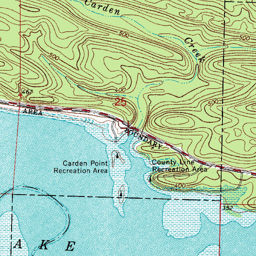Topographic Map of Carden Creek, AR