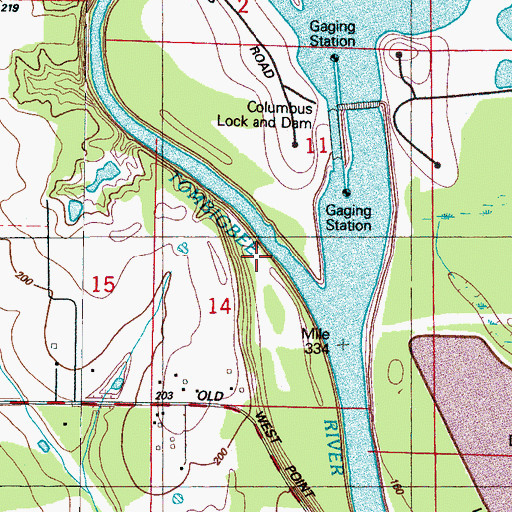 Topographic Map of Plymouth Bluff, MS
