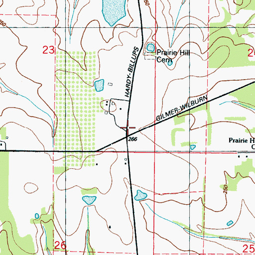 Topographic Map of Prairie Hill (historical), MS