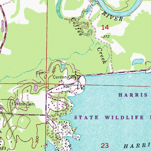 Topographic Map of Cardon Cemetery, AR