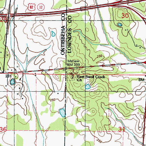 Topographic Map of Sand Creek Cemetery, MS